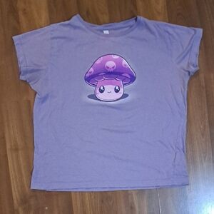 Cute Purple Tee with Mushroom Graphic